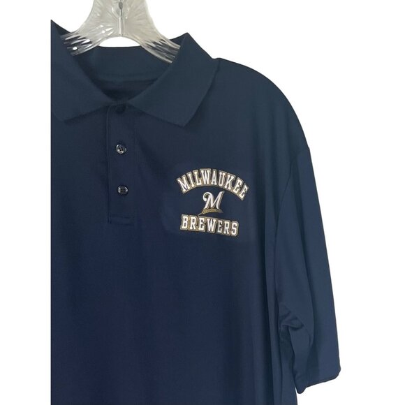Stitches Milwaukee Brewers Polo Shirt Mens Blue Large MLB New - Picture 5 of 11